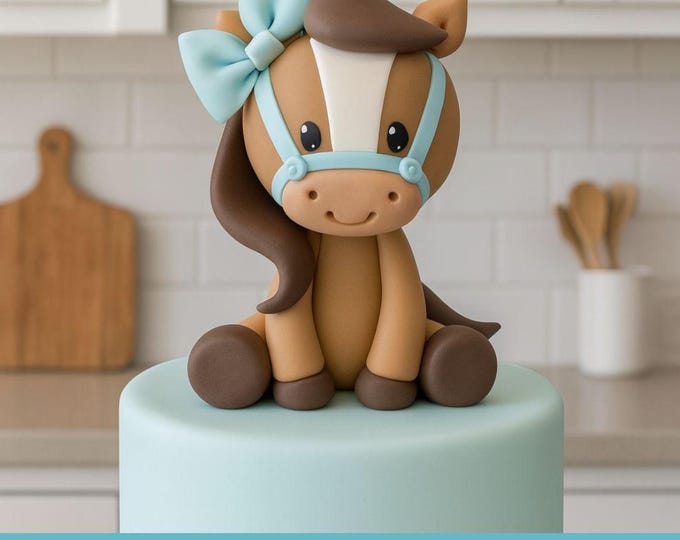 Featured listing image: Fondant Horse Cake Topper Tutorial with Templates | Sugar Paste Animal Figure Video Course | Cake Decorating Class