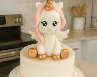 Fondant Unicorn Tutorial – Online Video Course + Printable PDF Templates | Sugar Paste Cake Topper Class for Birthday & Communion Cakes