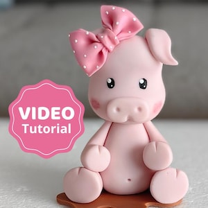 Pig cake topper VIDEO Tutorial with templates
