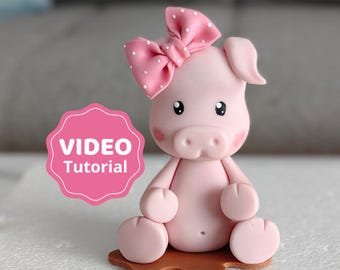 Pig cake topper VIDEO Tutorial with templates