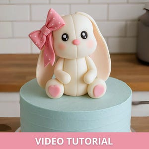 Fondant Bunny Cake Topper Tutorial mit druckbaren Vorlagen | Zucker Paste Kaninchen Figurine Video Class für Kuchen
