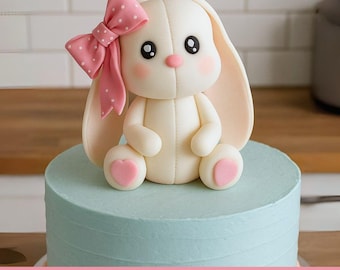Fondant Bunny Cake Topper Tutorial with Printable Templates | Sugar Paste Rabbit Figurine Video Class for Cakes