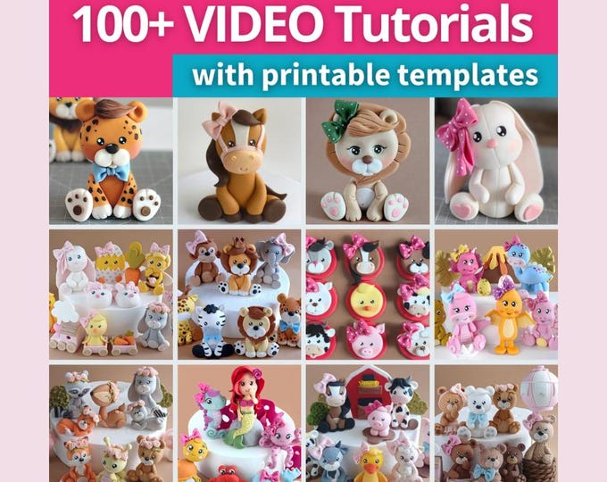 Featured listing image: 100+ Cake Toppers VIDEO Tutorials  - learn how to make over 100 fondant cake toppers (easy to understand in any language)