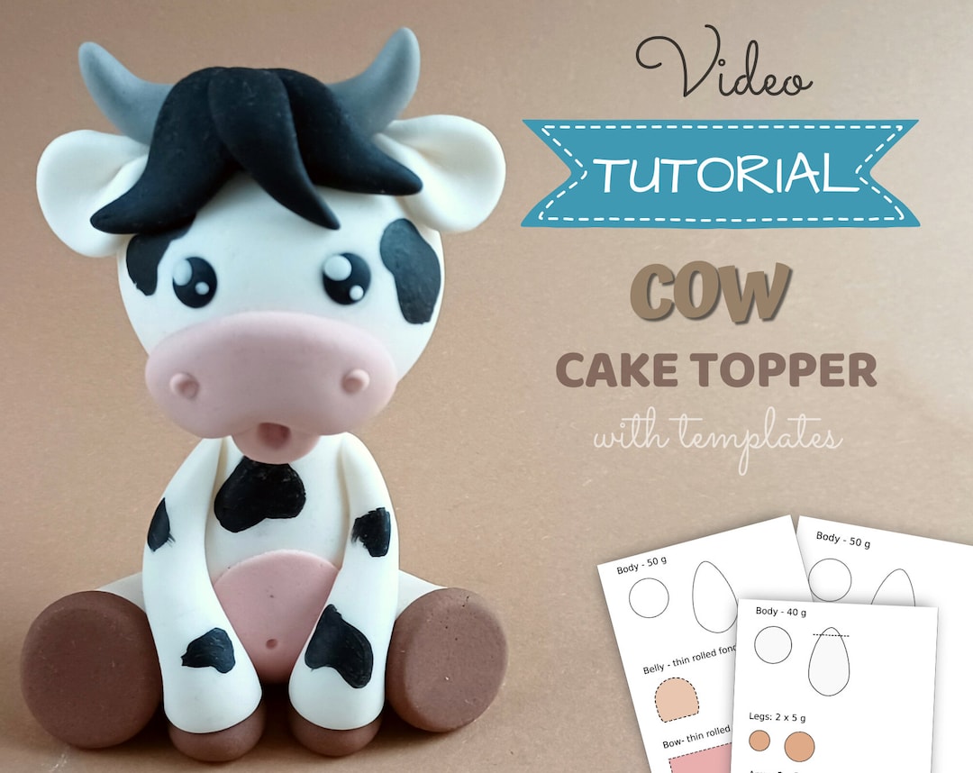 Cow Cake Topper VIDEO Tutorial With Templates (boy) - Etsy