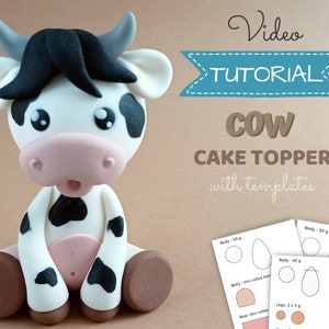 Cow cake topper VIDEO Tutorial with templates (boy)