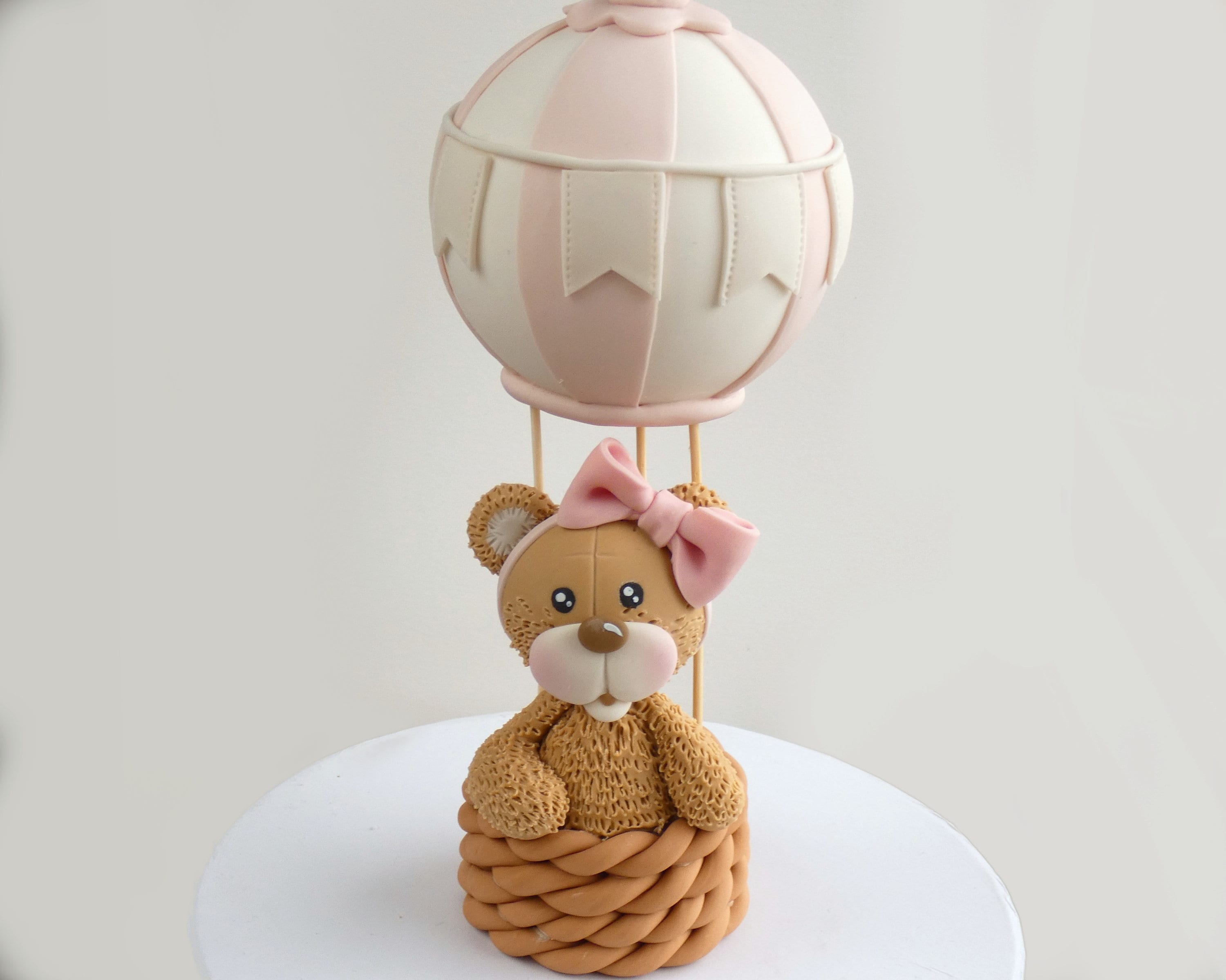 Hot Air Balloon Cake Topper With Teddy Fondant or Cold Etsy