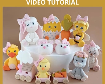 Easter/Spring set cake toppers VIDEO Tutorial with templates