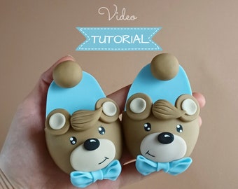Teddy shoes cake topper VIDEO Tutorial with templates