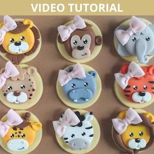 Safari Animals cupcake toppers VIDEO Tutorial with templates