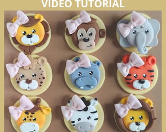 Safari Animals cupcake toppers VIDEO Tutorial with templates