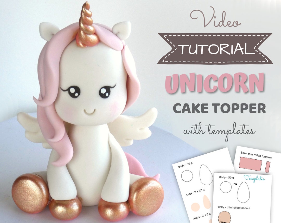Unicorn Cake Topper VIDEO Tutorial With Templates - Etsy