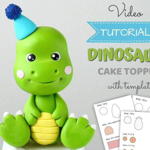 Dinosaur cake topper VIDEO Tutorial with templates