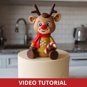 Fondant Reindeer Tutorial – Step by Step Cake Topper Video Course + Printable PDF Templates | Christmas Sugar Paste Figure
