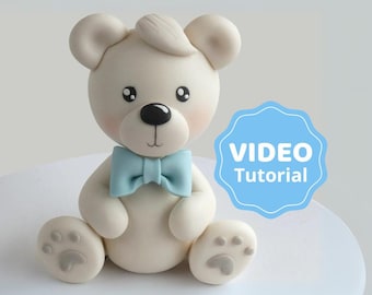 Polar Teddy Bear cake topper VIDEO Tutorial with templates