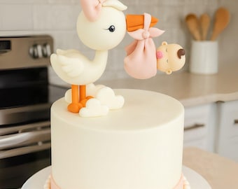 Fondant Stork with Baby Tutorial – Step by Step Cake Topper Video Course + Printable Templates | Sugar Paste Baby Shower & Christening Cake