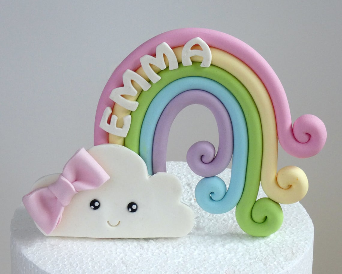 Fondant Rainbow Cake Topper Etsy