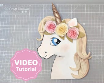 Unicorn head cake topper VIDEO Tutorial with templates