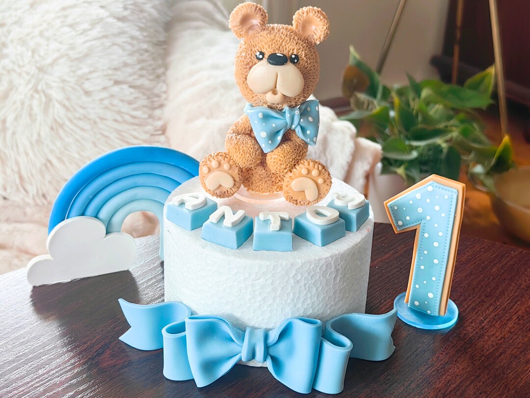 Teddy Bear Cake Topper Fondant or Cold Porcelain, Baby Shower Topper ...