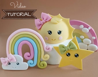Sun, Rainbows and Star cake topper VIDEO Tutorial with templates