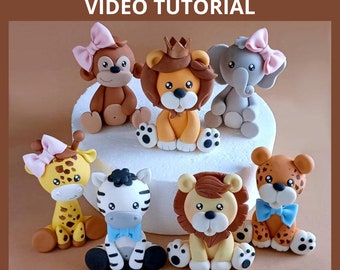 Safari Animals Cake Topper gedrehte Video-Anleitung mit Vorlagen