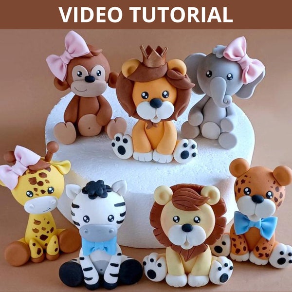 Safari Animals Cake Topper gedrehte Video-Anleitung mit Vorlagen