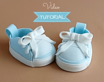 Baby shoes cake topper VIDEO Tutorial with templates