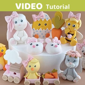 Easter/Spring set cake toppers VIDEO Tutorial with templates