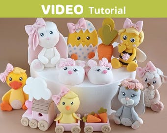 Easter/Spring set cake toppers VIDEO Tutorial with templates