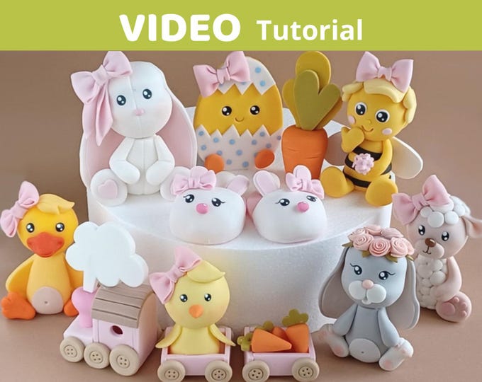 Featured listing image: Easter/Spring set cake toppers VIDEO Tutorial with templates