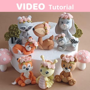 Woodland Animals cake topper VIDEO Tutorial with templates