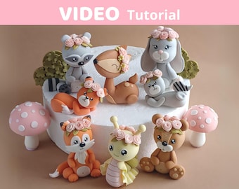 Woodland Animals cake topper VIDEO Tutorial with templates