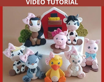 Farm animals cake toppers VIDEO Tutorial with templates