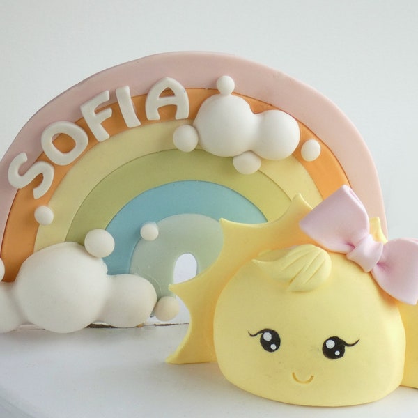 Soleil et gâteau arc-en-ciel fondant ou porcelaine froide / You Are My Sunshine