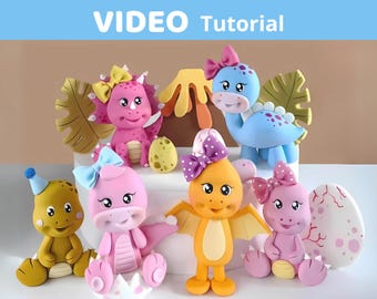 Dinosaurs set cake toppers VIDEO Tutorial with templates