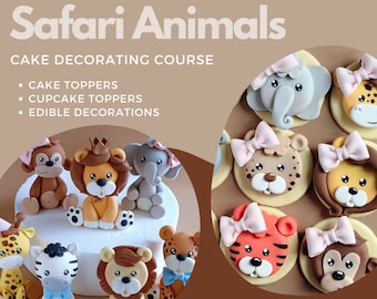 Safari Animals Cake Decorating Course VIDEO Tutorials with PDF templates