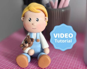 Fondant Boy cake topper VIDEO Tutorial with templates