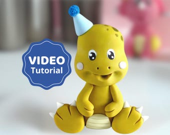 Dinosaur cake topper VIDEO Tutorial with templates