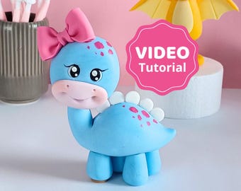 Dinosaur (blue) cake topper VIDEO Tutorial with templates