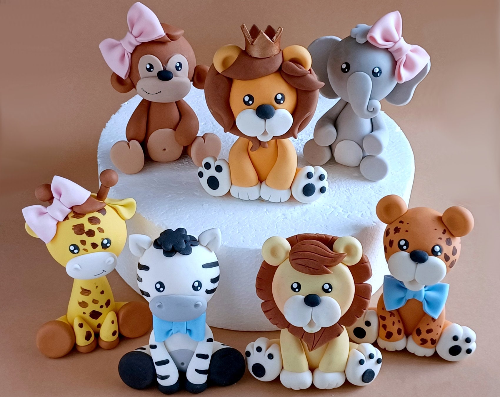 safari animal fondant cake toppers