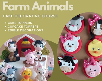 Farm Animals Cake Decorating Course  VIDEO Tutorials with PDF templates