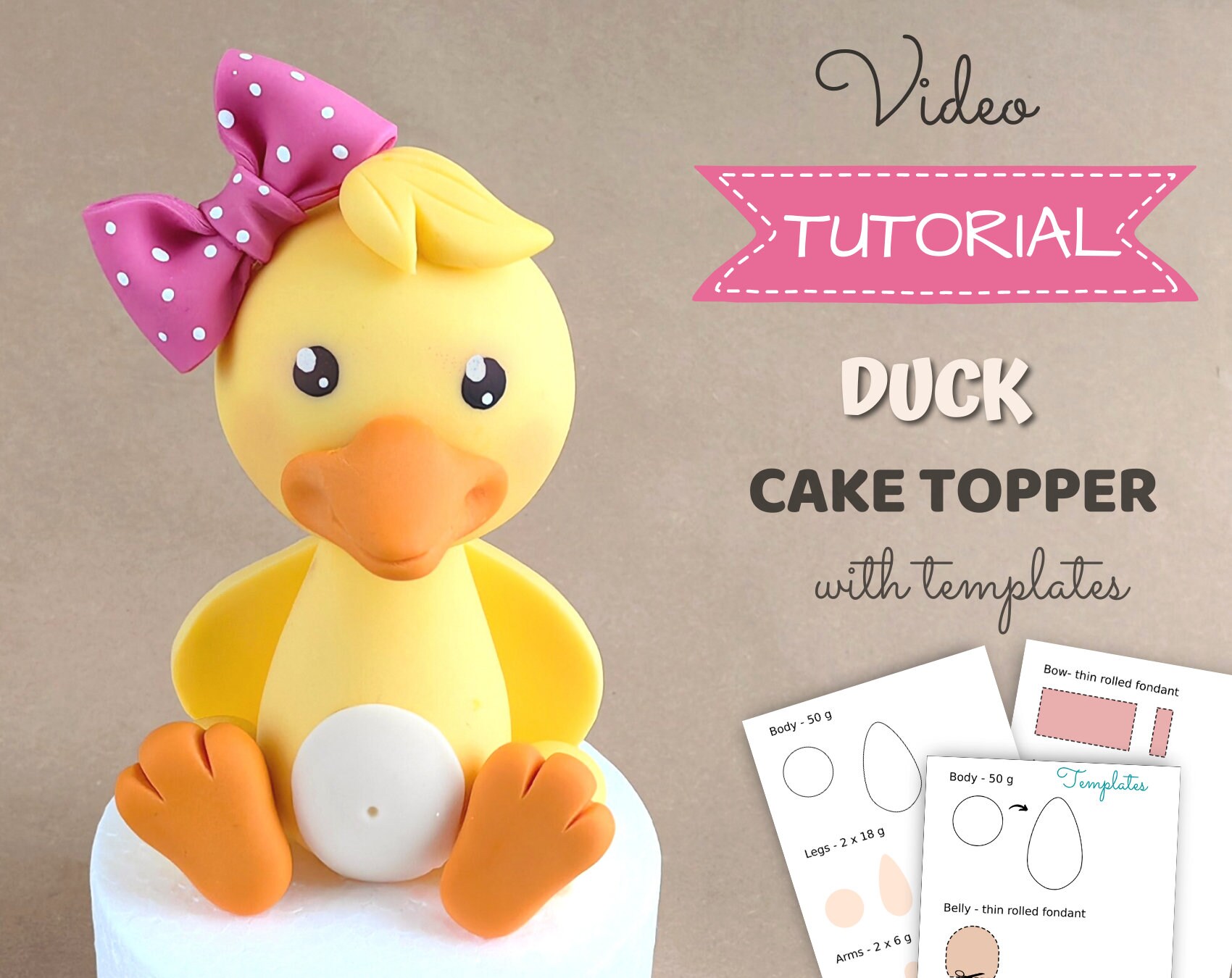 Duck Cake Topper VIDEO Tutorial With Templates Etsy