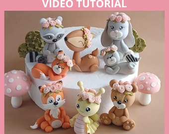 Woodland Animals cake topper VIDEO Tutorial with templates