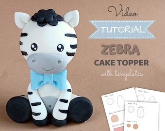 Zebra cake topper VIDEO Tutorial with templates