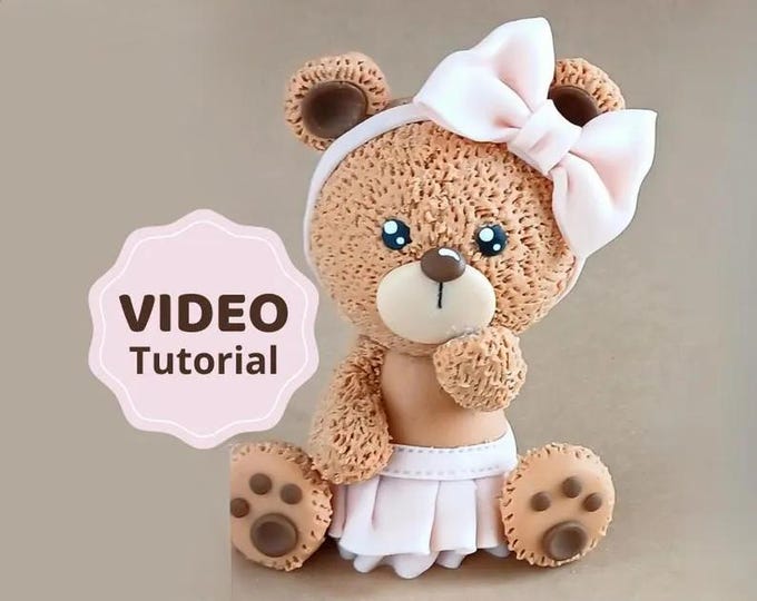 Featured listing image: Teddy Bear cake topper VIDEO Tutorial with templates