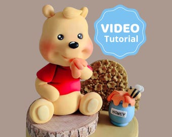 Yellow Teddy Bear cake topper VIDEO Tutorial with templates
