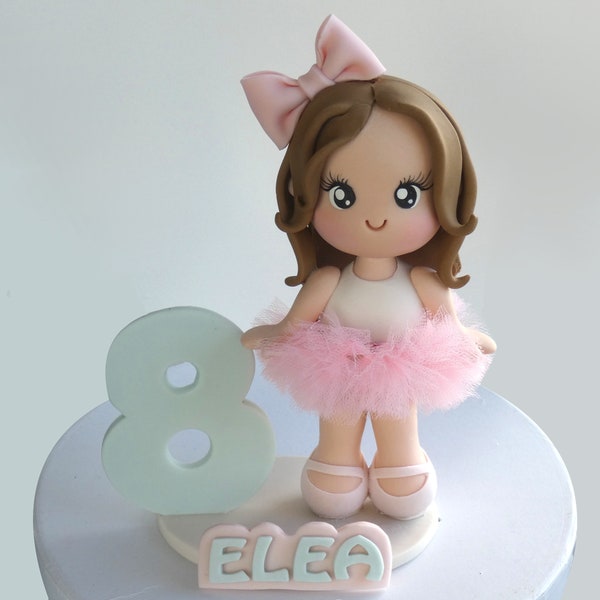 Ballerine personnalisée gâteau fondant ou porcelaine froide, pièce maîtresse ballerine, partie d’anniversaire ballerine, topper gâteau ballerine personnalisé