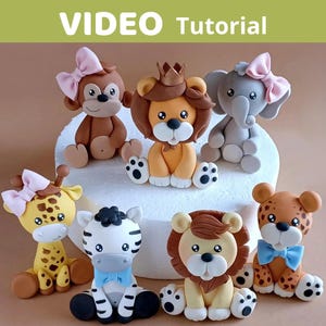 Tutorial VIDEO per decorazioni per torte a forma di animali da safari con modelli