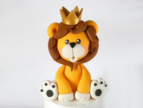 Lion King Cake Topper With Gold Crown Fondant Custom Cake Etsy