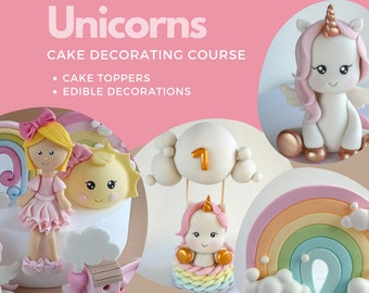 Unicorn Cake Decorating Course VIDEO Tutorials with PDF templates