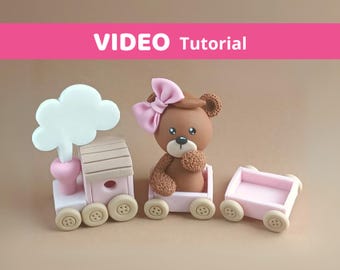 Fondant Train with Teddy cake topper VIDEO Tutorial with templates